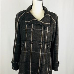 Banana Republic Brown Plaid Pea Coat Size P/L